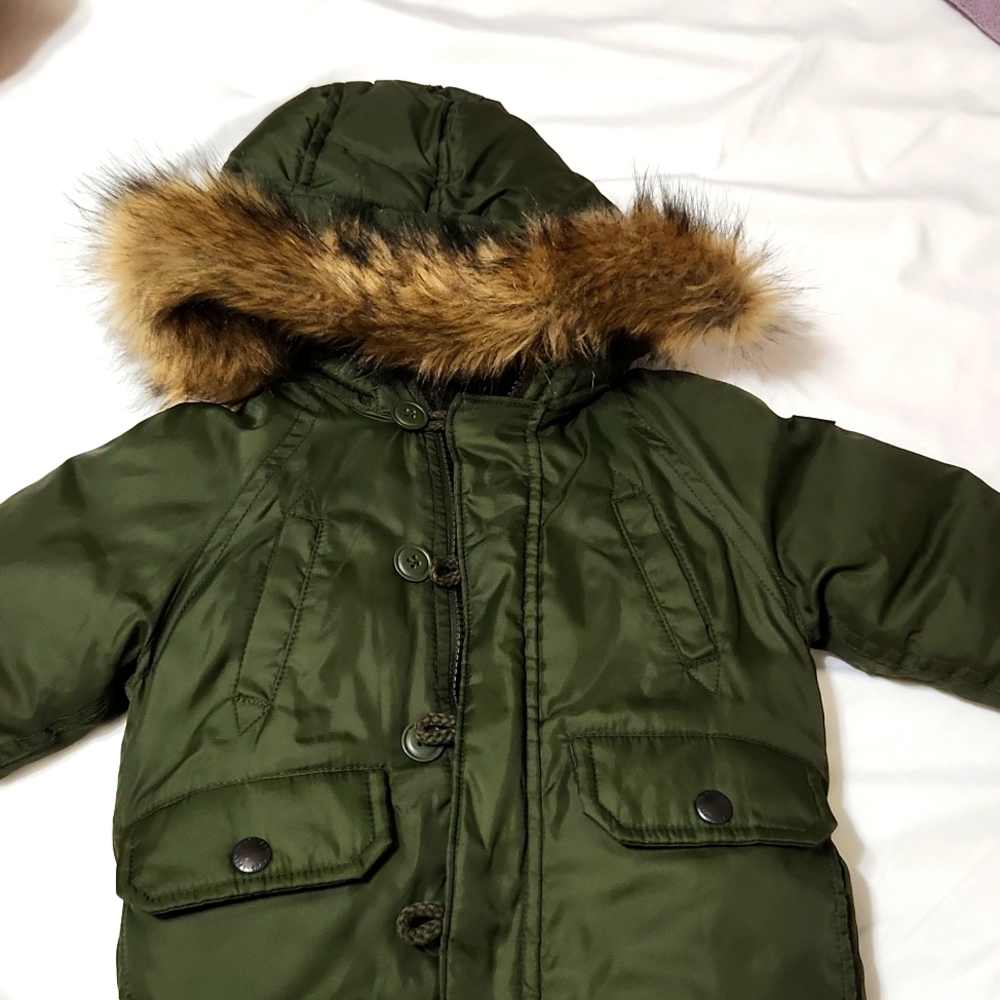 Baby gap winter coat, 12-18 months, forest green.